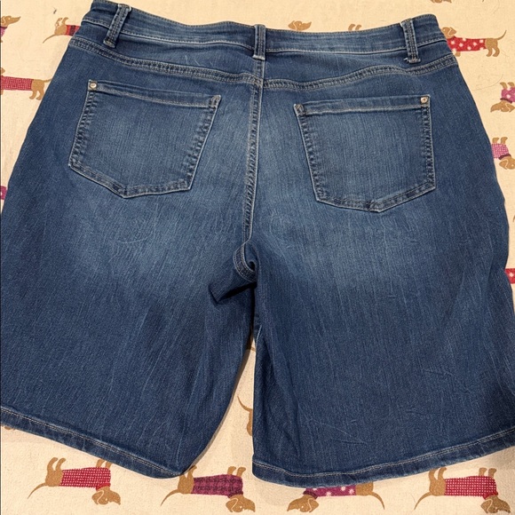 Maurices Dark Blue Distressed Jean Shorts - Picture 2 of 5